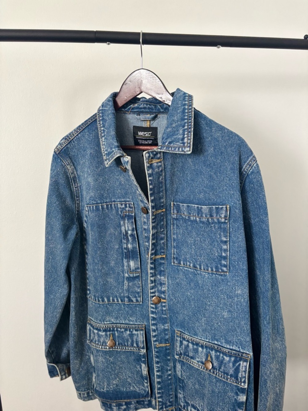 WESC Light Blue Denim Jacket with Button Front